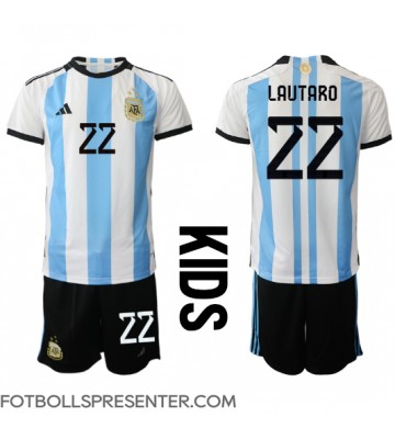 Argentina Lautaro Martinez #22 Hemmatröja Barn VM 2022 Kortärmad (+ korta byxor)